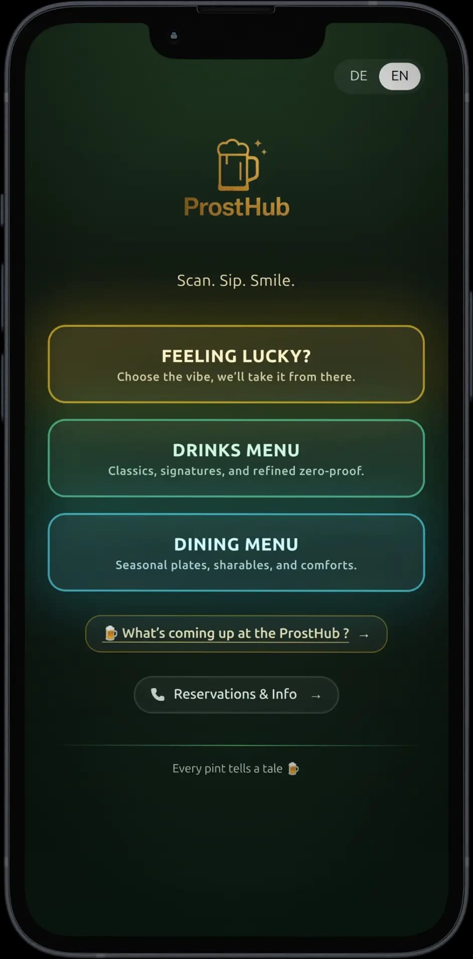 Demo menu: hero state